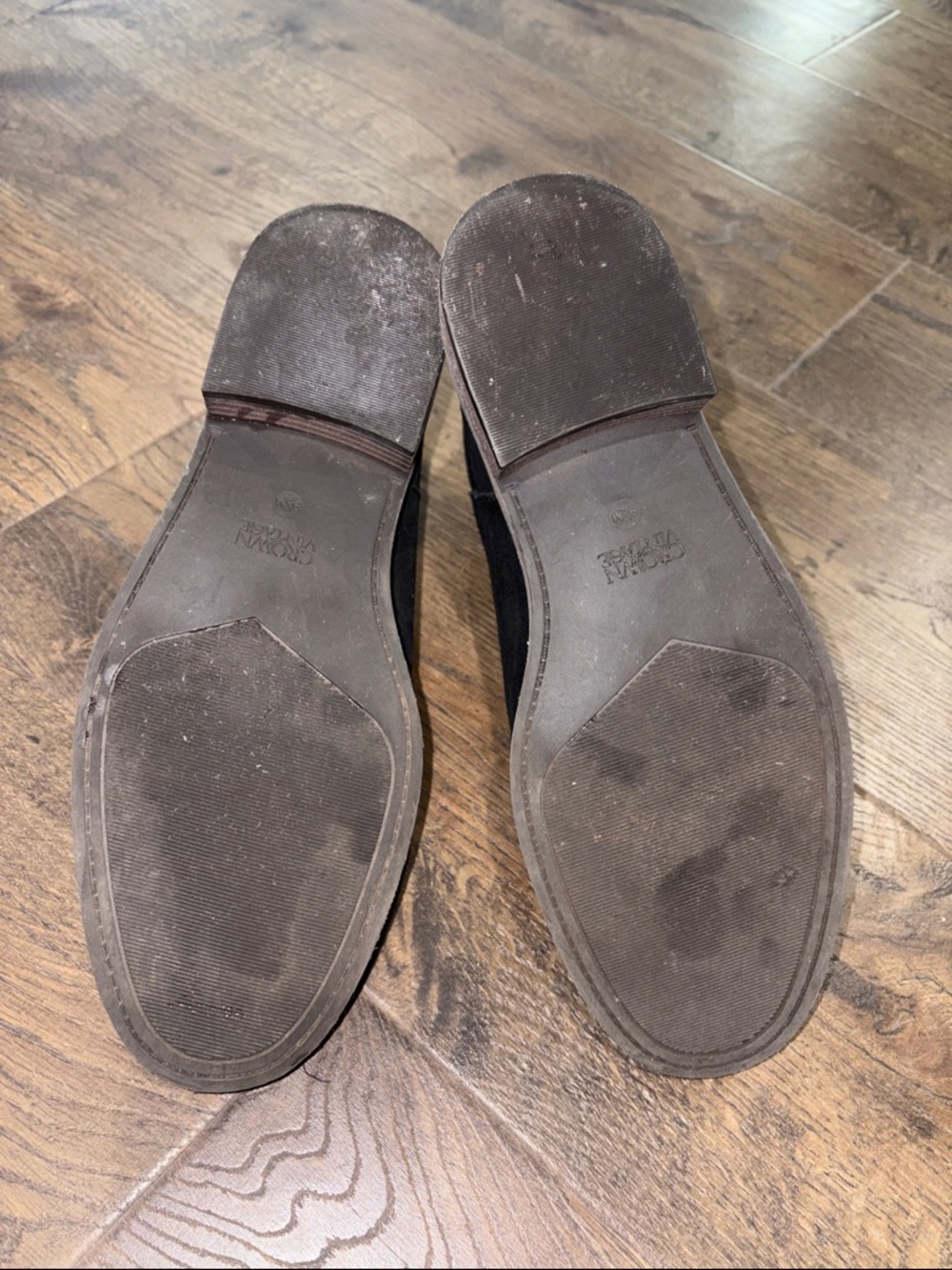 Crown Vintage Black Suede Ankle Boots 9.5 Side Zip Chukka Booties - Picture 6 of 8